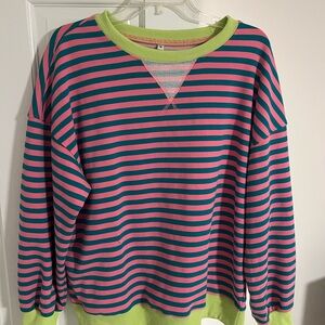 Striped Pink and Green Women's Sweater